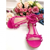 Sandália Infantil de Amarrar Com Salto Rosa Choque