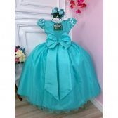 Vestido Infantil Casamento Dama Honra Verde C/ Renda Realeza