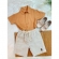 Conjunto Camisa Caqui Com Bermuda Bege de Cordão
