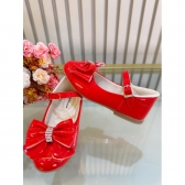 Sapatinho Vermelho Verniz Luxo Com Lacinho e Strass - Vermelho