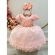 Vestido Infantil Pêssego Busto C/ Strass e Saia Com Babados