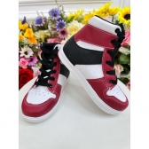 Tênis Jordan Cano Alto Meninos C/ Cadarço Branco e Vermelho