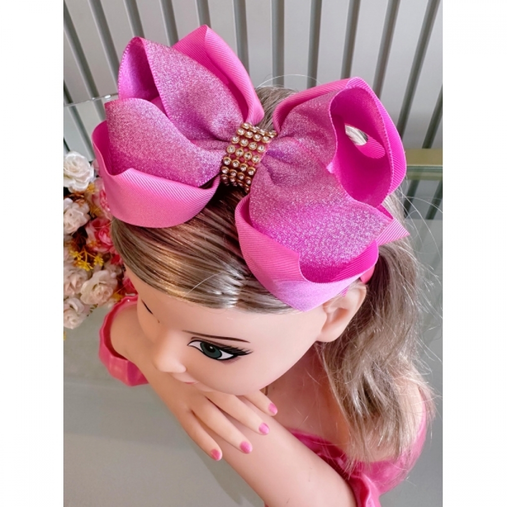 Tiara Infantil Cores de Natal Festas Com Strass e Glitter - Rosa