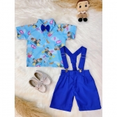 Conjunto Meninos Circo Azul Com Short Susp.e Camisa