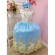 Vestido Infantil Branco Com Azul e Renda Realeza Damas