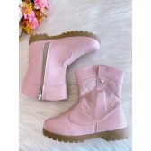 Bota infantil Boiadeira Texana Rosa Claro Com Zíper Luxo