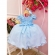 Vestido Infantil Azul Bebê C/ Renda e Cinto de Pérolas Tiara - Azul Claro