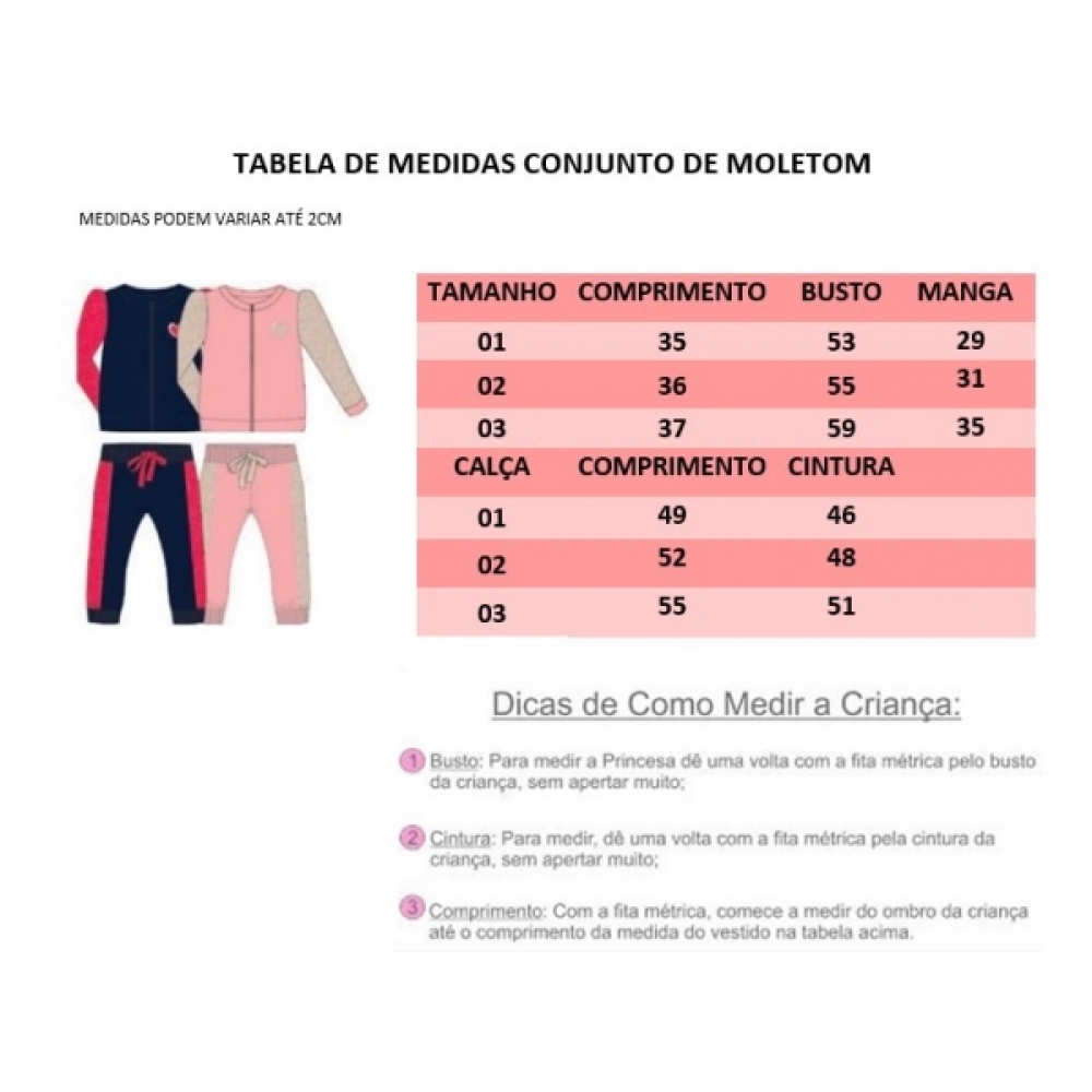 Conjunto de Moletom C/ Zíper e Pelúcia Blusa e Calça Rosa