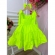 Vestido infantil Verde Lima Neon Strass no Busto e Laço Damas