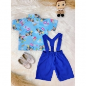 Conjunto Meninos Circo Azul Com Short Susp.e Camisa
