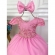 Vestido Infantil Rosa Chiclete C/ Renda Cinto Pérolas e Laço - Rosa Chiclete