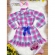Conjunto Meninas Junino Camisa Rosa Com Mini Saia Xadrez
