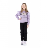 Conjunto de Moletom Blusa e Calça Lilás Meu Ursinho
