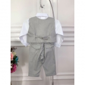 Conjunto Social Calça Camisa Colete Gravata Susp. Cinza PMG