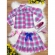 Conjunto Meninas Junino Camisa Rosa Com Mini Saia Xadrez