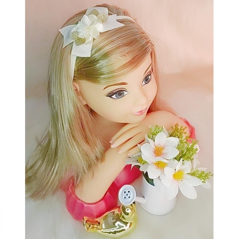 Faixinha de Cabelo Bebê Aplique de Flor Dourada Várias Cores - Off White