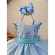 Vestido Infantil Azul Bebê C/ Renda Luxo e Cinto de Pérolas