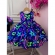 Vestido Infantil Barbie Azul Marinho Neon C/ Broche de Laço