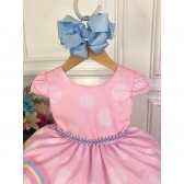 Vestido Infantil Rosa Galinha Pintadinha na Fazenda Luxo