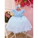 Vestido Infantil Azul Bebê C/ Renda e Cinto de Pérolas Tiara - Azul Claro