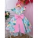 Vestido Infantil Verde Busto Nervura Florido Pérolas Strass