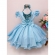 Vestido Infantil Azul Bebê Aplique Borboleta Glitter Pérola