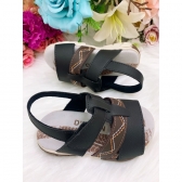Sandália Frisada Preto e Café Com Velcro Príncipes