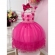 Vestido Infantil Pink C/ Aplique de Flores e Renda Luxo