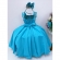 Vestido Infantil Azul Tiffany Bolinhas Aplique Flor Strass