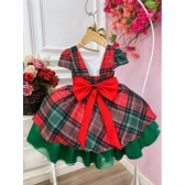 Vestido Infantil Vermelho Xadrez Colorido Natal Festas