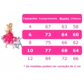 Vestido Infantil Barbie Luxo Pink Com Cinto de Pérolas - Pink