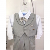 Conjunto Social Calça Camisa Colete Gravata Susp. Cinza PMG