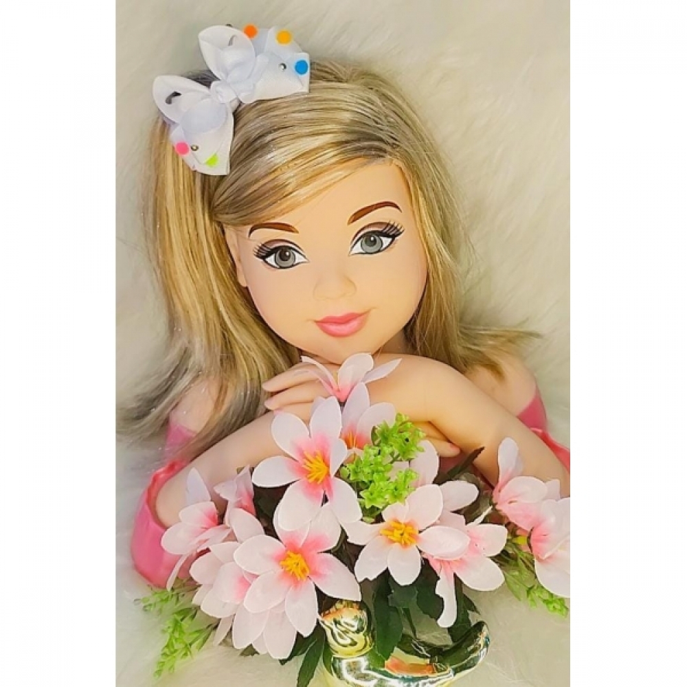 Laço Infantil Branco Com Pompom e Bico de Pato