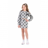 Conjunto de Moletom Blusa e Saia Cinza e Preto