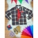 Camisa Flanelada Xadrez Junino Preto e Laranja C/ Lenço e Gravata