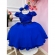 Vestido Infantil Azul Royal Renda C/ Cinto Pérolas e Tiara - Azul Royal