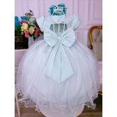 Vestido Infantil Verde Claro Peito Nervura Aplique Borboleta