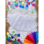 Saia de Tule Infantil Coloridos Com Glitter e Leds - Branco
