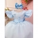 Vestido Infantil Azul Claro C/ Apliques Borboletas e Flores - Azul Claro