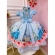 Vestido Infantil Princesa Cinderela Azul C/ Renda e Pérolas