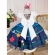 Vestido Infantil Encanto Jardim Azul C/ Cinto Pérolas