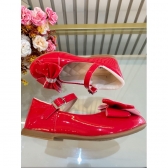 Sapatinho Vermelho Verniz Luxo Com Lacinho e Strass - Vermelho
