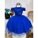 Vestido Infantil Azul Royal C/ Renda e Cinto de Pérolas Luxo