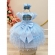 Vestido Infantil Azul Claro C/ Pérolas e Saia Babados Luxo