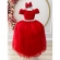 Vestido Infantil Vermelho Tule Renda Longo Dama Casamento