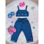 Conjunto Jeans Love Fashion Festas Luxo