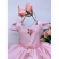 Vestido Infantil Salmão Floral Luxo Cinto Pérolas Strass