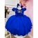 Vestido Infantil Azul Royal Renda C/ Cinto Pérolas e Tiara - Azul Royal