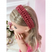 Tiara Infantil de Pérolas Marsala Larga Luxo
