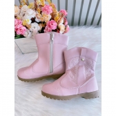 Bota infantil Boiadeira Texana Rosa Claro Com Zíper Luxo